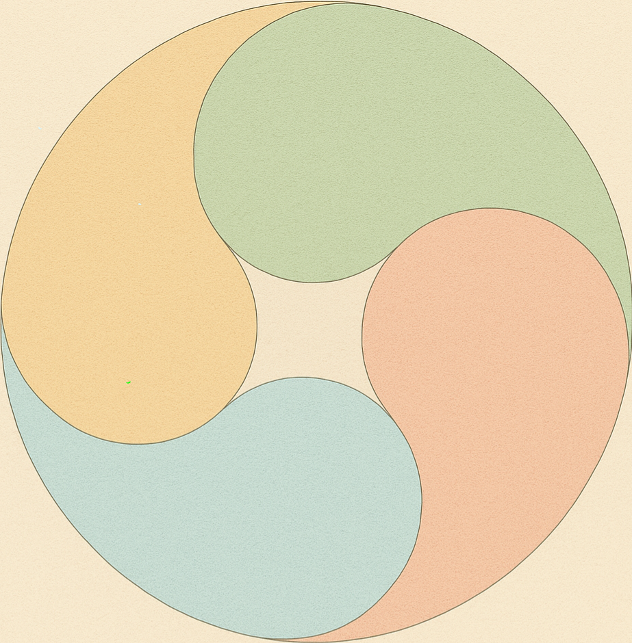 Schaukelstuhl vor Ying-Yang-Kreis